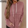 Women's Fashion Casual Fall Winter Solid Color Print Long Sleeve Hooded Pullovers & Long Sleeves Hoodies & Sweatshirts