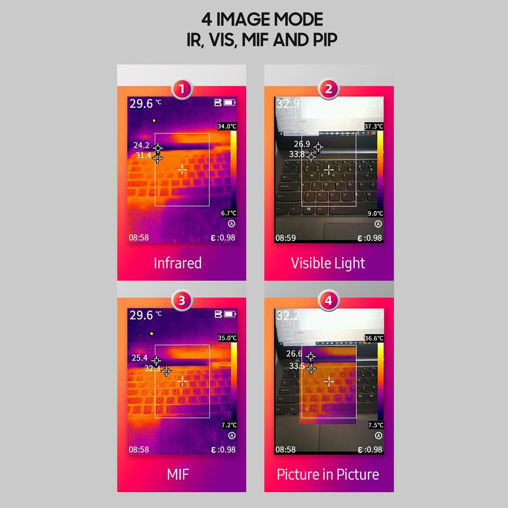 GUIDE PC210 Инструментальная тепловизионная камера, перезаряжаемый тепловизор, 2000 мАч, цифровой промышленный ЖК-дисплей