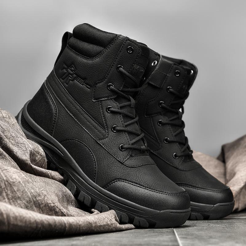 Мужские тактические ботинки Модные повседневные ботинки с высоким верхом Уличные нескользящие походные ботинки На шнуровке Пустынные ботильоны для мужчин Обувь для охраны