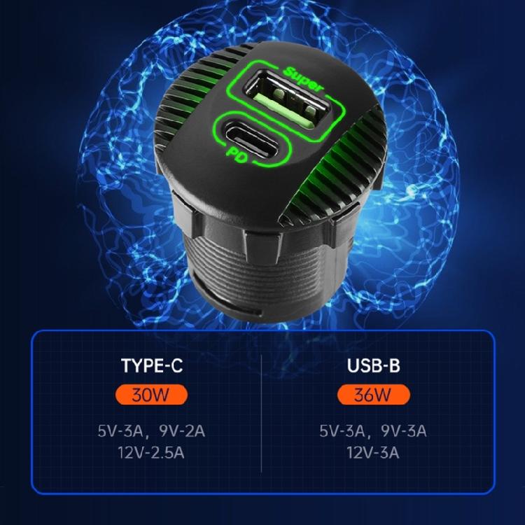 Автомобильное зарядное устройство USB Type C с двойным выходом 36 Вт, светодиодной подсветкой и функциями безопасности, адаптер быстрой зарядки для автомобиля, лодки