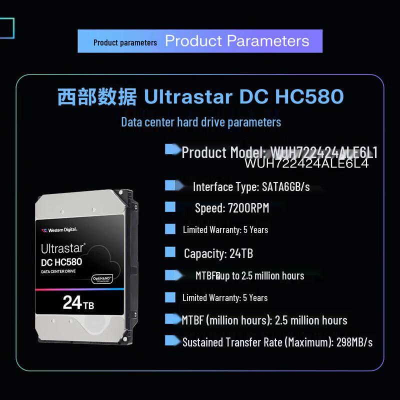 Western Digital HC560 24 ТБ Enterprise Гелиевый SATA HDD Комплект