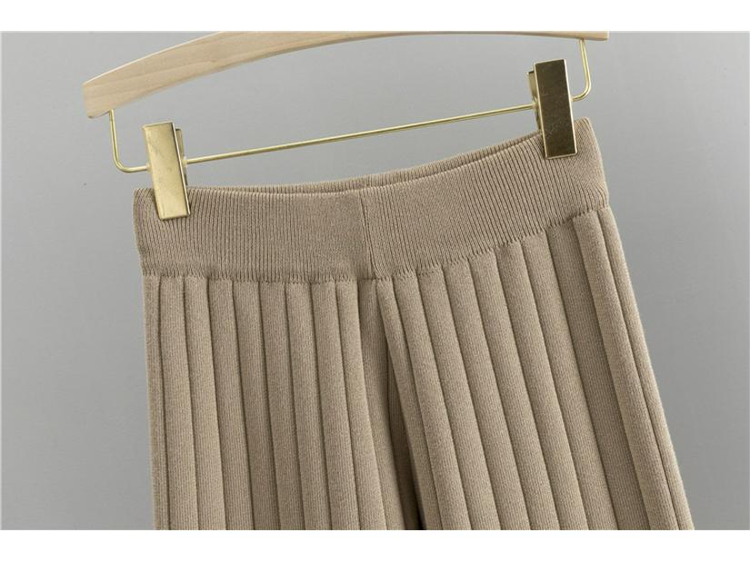 Корейский приталенный ароматный комплект из 3 предметов: брюки палаццо и свитер для женщин - Весна/Осень 2025