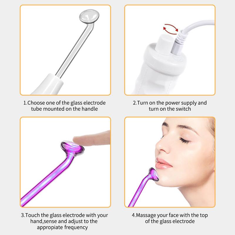 Высокочастотный аппарат для лица, аргон, фиолетовый свет, средство для удаления прыщей, воспаления, массажер для ухода за кожей лица, Красота, спа-палочка