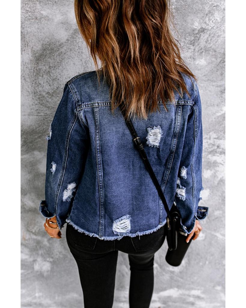 Azura Exchange Джинсовая куртка с потертыми пуговицами