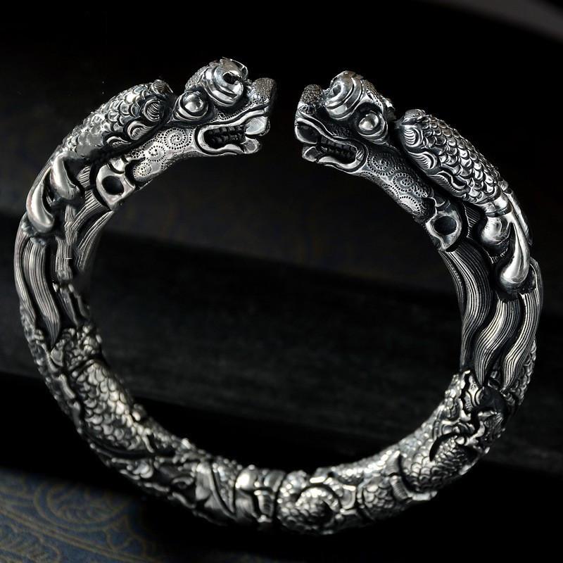 Bracelet Men's Retro Style Domineering Full of Clouds Longxiang Bracelet Retro Couple