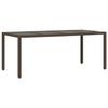VidaXL Garden Table with Brown Glass Top Braided Resin 365593