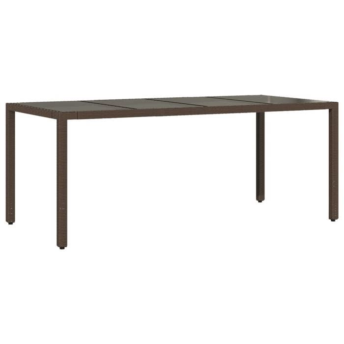 VidaXL Garden Table with Brown Glass Top Braided Resin 365593