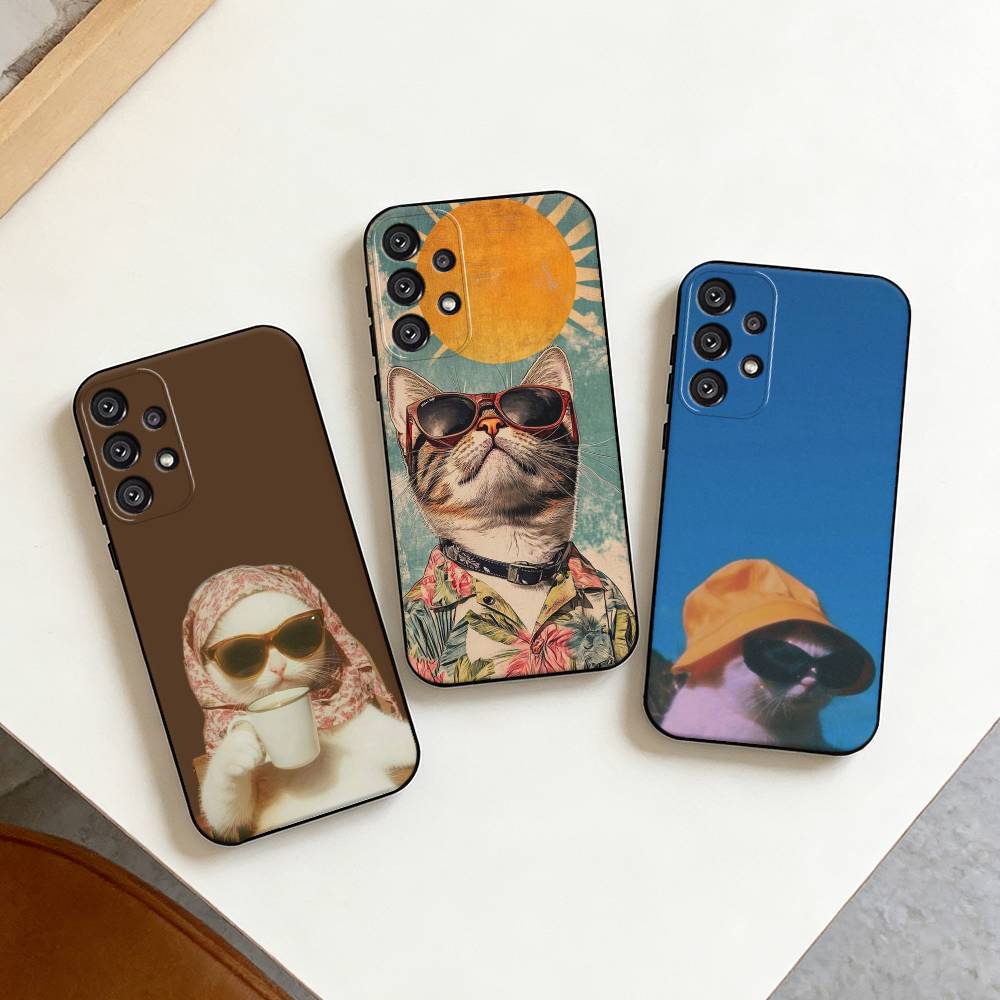 C- Cat Pet Phone Case For Samsung S25,24,23,22,30,21,10,9,Ultra,Plus,Lite Soft Black Case