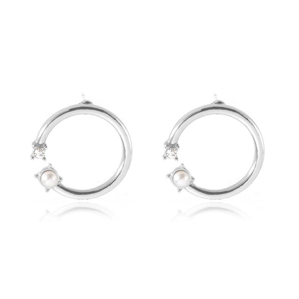 Pearl Round Classy Stud Earrings Alloy Material Trendy Jewelry