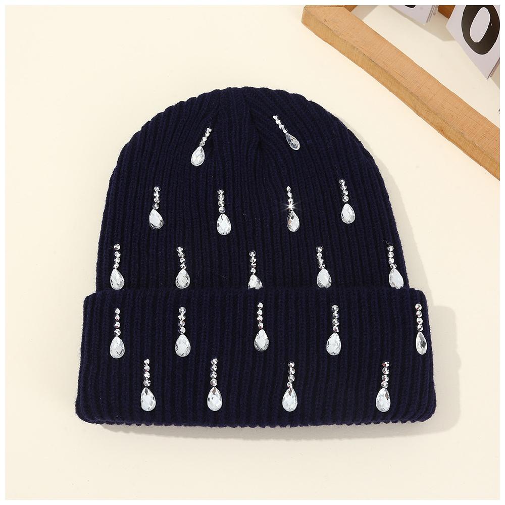 Head Wear Pearl Embellished Knit Beanie Double-Layer Warm Stylish Outdoor Streetwear Beanie Y2K Unisex Cap Hat for Men Women