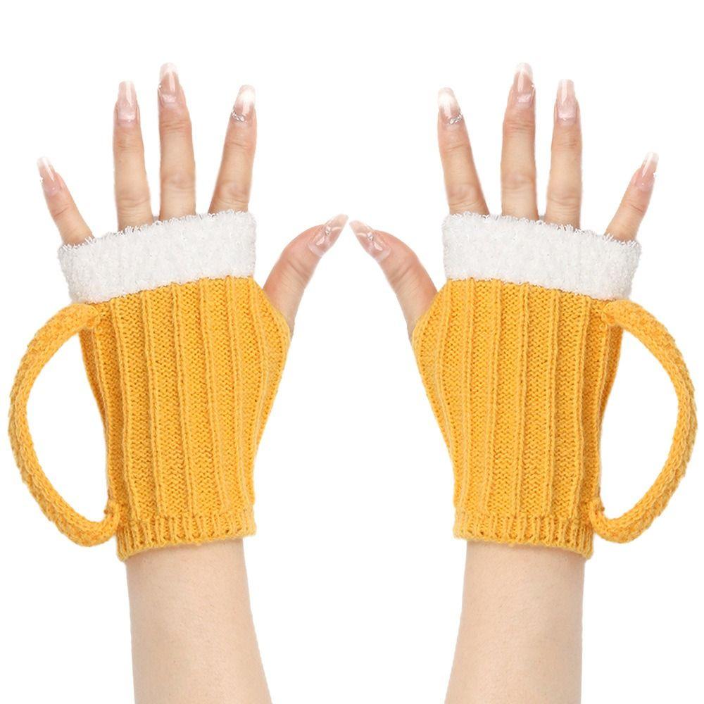Creative 3D Beer Cup Hat Knitted Beer Cup Gloves Funny Beer Lovers Hairline Cap  Party