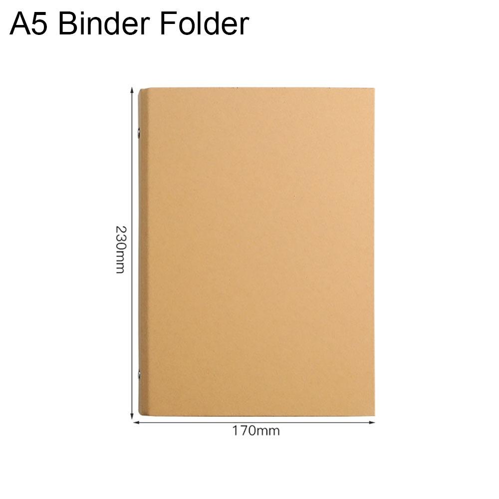 A5 B5 A4 Kraft Paper Binder Cover Kraft Paper Perforated Binder Folder New Binder File Clip