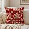 Red Bohemian Style Pillow Case Double-Sided Plush Sofa Cushion Covers Organic Breathable Invisible Zipper
