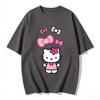 2026 Summer Fashion Trend Cute Kitty Cat Pink Ribbon Pattern Tshirt Streetwear Childrens Clothing