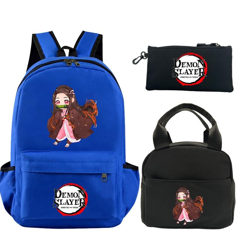 3 шт./компл. рюкзак «Убийца Демонов» с принтом, сумка для обеда, пенал для подростков, детский школьный рюкзак для девочек и мальчиков