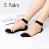 5 Pairs of Women's Summer Embroidered Non Slip Cotton Bottom Glass Silk Socks