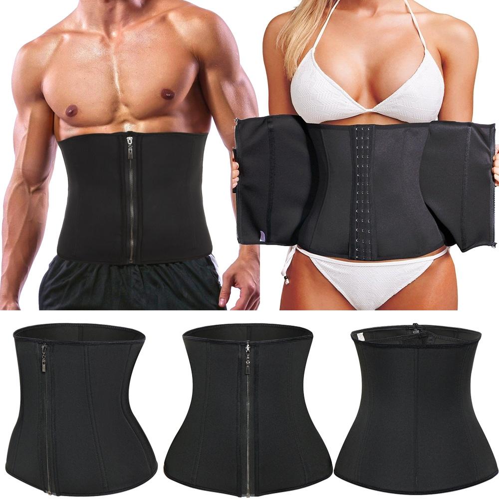 Men Women Waist Trainer Corset Zipper Hook Shapewear Tummy Double Control Body Shaper Waist Belt Faja