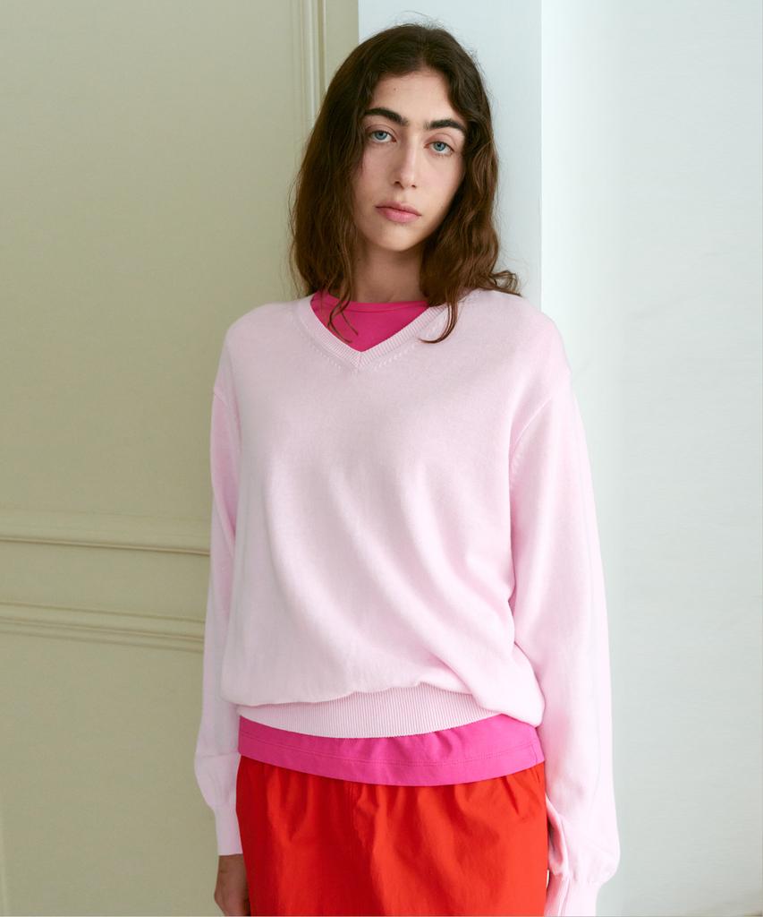 38COMEONCOMMON Regular Cotton V-Neck Knit (Light Pink)