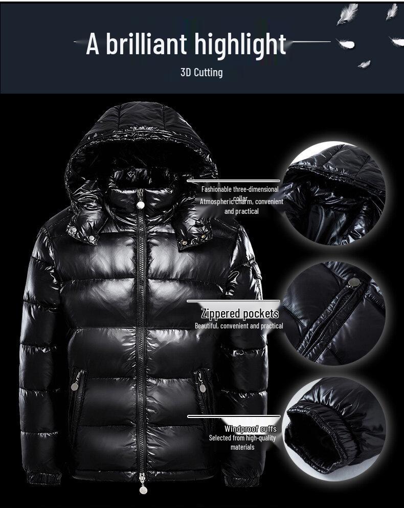 Мужская модная блестящая пуховая куртка - Новая модель, утолщенное короткое пальто