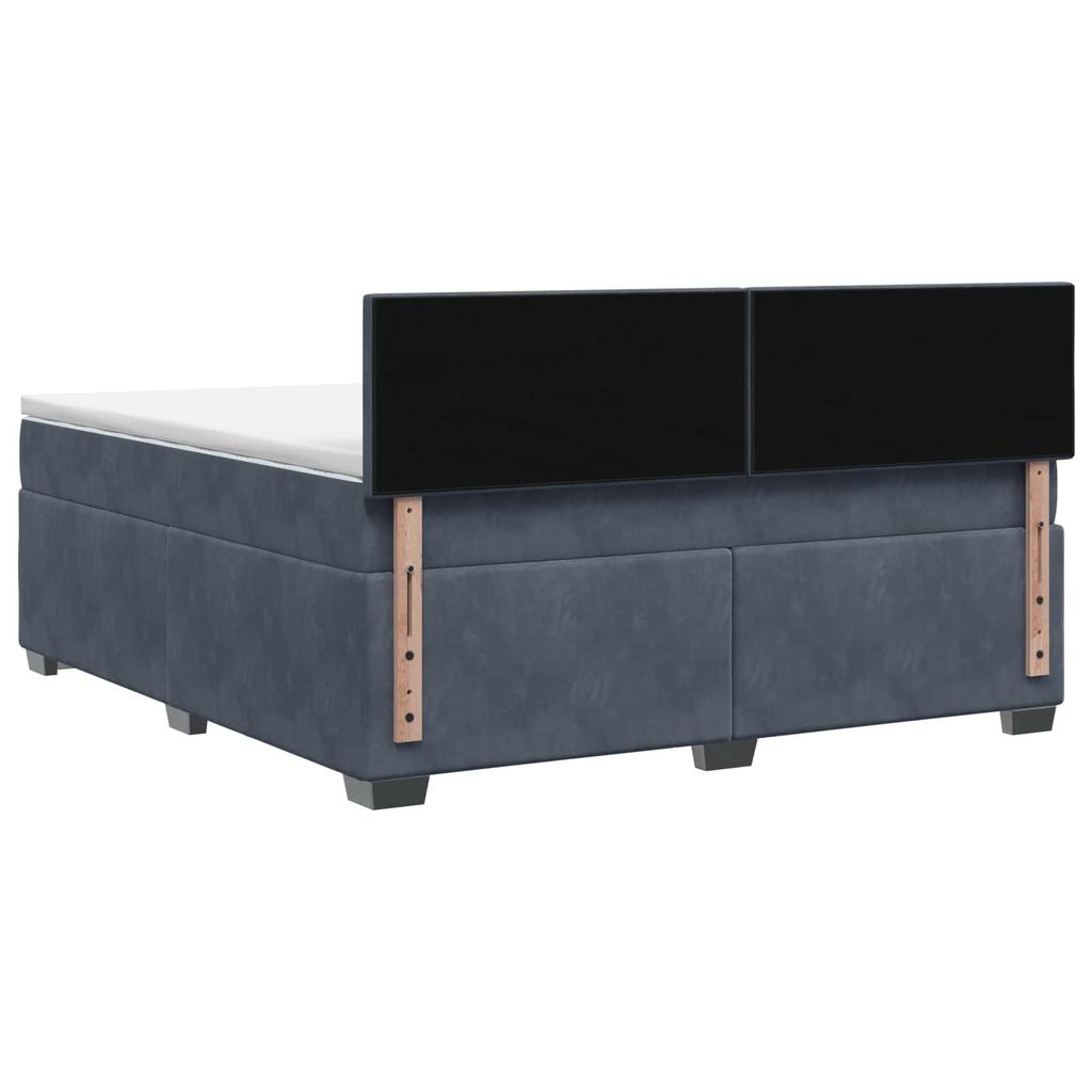 Box Spring Bed with Mattress and LED Dark Grey 140 x 190 cm Velvet