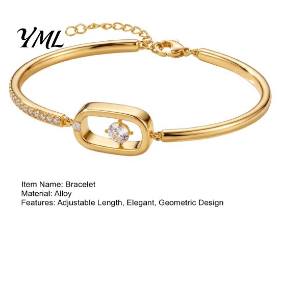 Adjustable Zircon Bracelet Sparkly Bangle for Women, Shiny Geometric Rhinestone Sophisticated Banquet Jewelry Bracelet, Statement Daily, Banquets,