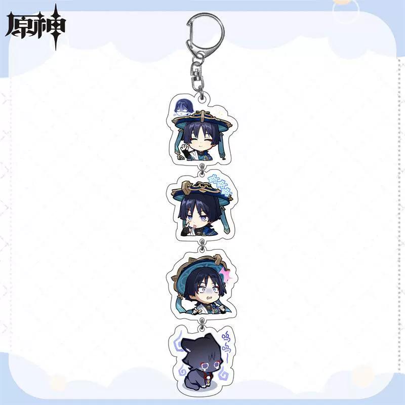 Окружающая цепочка ключей Genshin Impact Funina Linni Mandrill Sanshimi подвеска акриловая школьная сумка украшение цепочка подарок