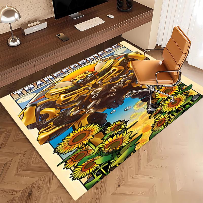 1pc Bumblebee and Optimus Prime Print Area Rug - Soft, Washable Non-Slip Indoor Mat, Living Room, Home Office Decorative Rug,Office Decorative