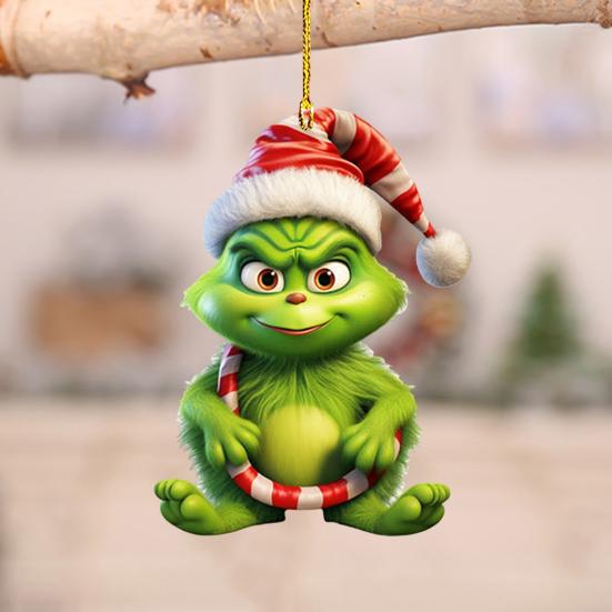 10 шт. Рождественские елочные украшения акриловые милые зеленые эльфы кукольные подвески праздничные подвесные украшения для окна автомобиля стены