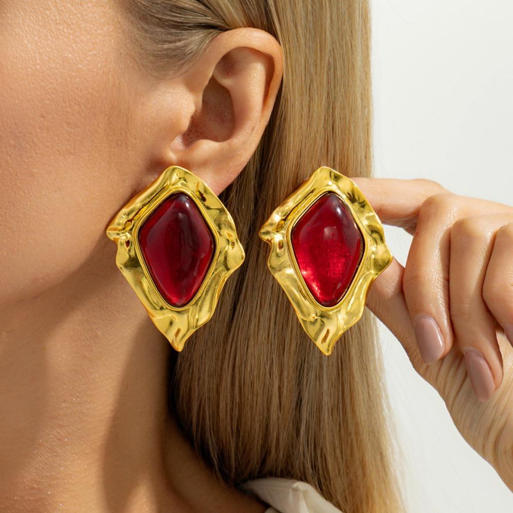 Винтажные серьги-подвески из смолы с драгоценными камнями, серьги из смолы и сплава, элегантные геометрические серьги, неправильной формы, милые серьги для пирсинга