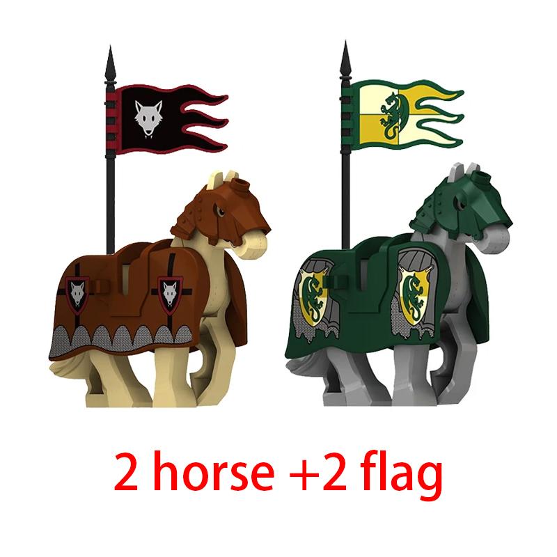 Средневековый Военный Замок Рыцарь Строительные Блоки Езда на Лошади Волк Медведь Слон Животное Жилет Оружие Флаг Седло Игрушка Кирпич Подарок A06