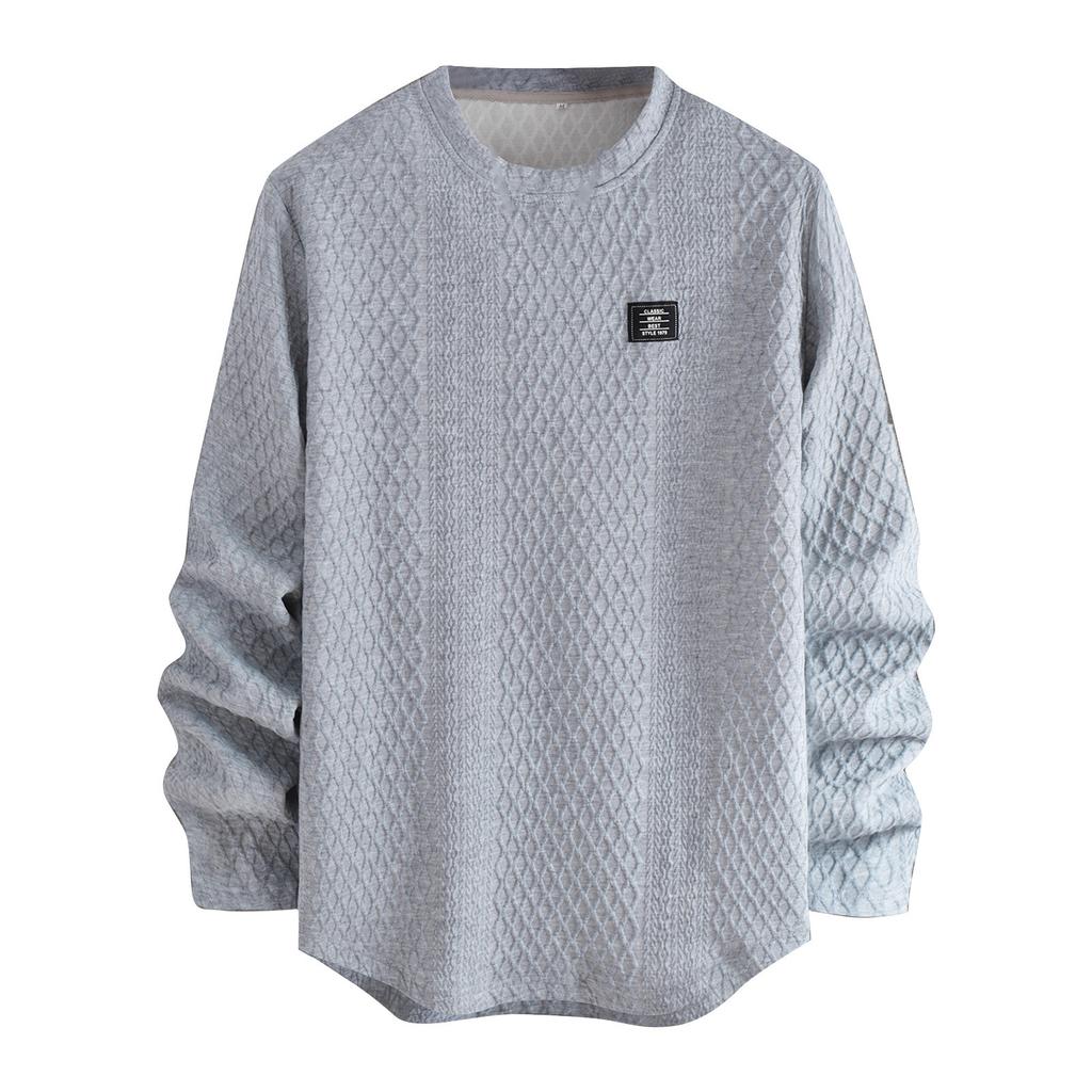 Мужская зимняя однотонная текстурированная толстовка с круглым вырезом, спортивная мужская толстовка большого размера в стиле кэжуал с круглым вырезом