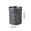 Retro Egyptian Embossed Pen Stand Cylinder Shape Alloy Pen Cup Desktop Organiser Storage Box for Office Desk Decoration