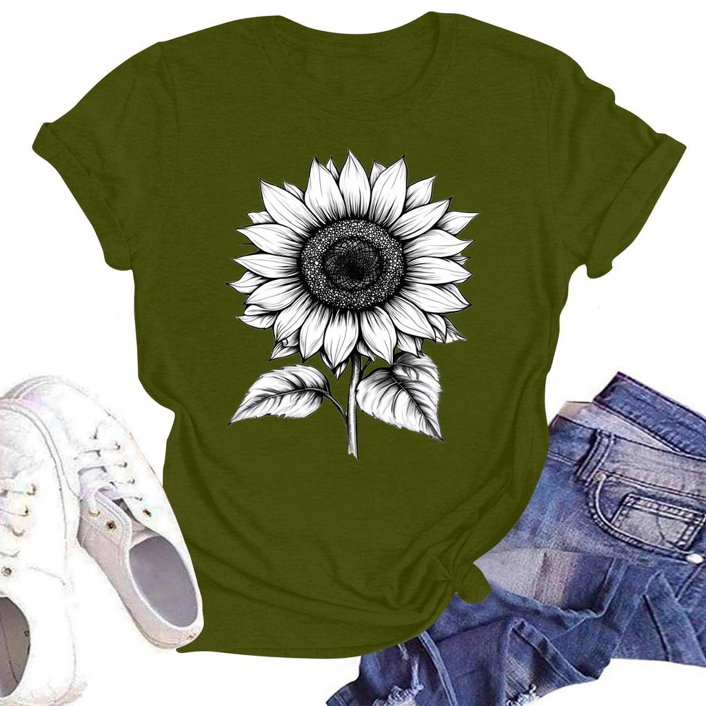 Женская повседневная свободная футболка с принтом, круглый вырез, пуловер, короткий рукав, топ