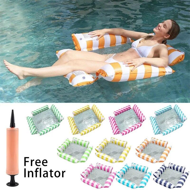 2023 Лето Надувной Плавающий Плот Складной Водный Надувной Гамак Ультра Прозрачная Полоса Водный Плавающий Матрас Лежащий Стул