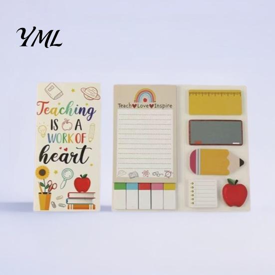 Special Shaped Sticky Notepads Teacher Themed Set, Campus Theme Smooth Thick Paper Notes, Office Message Pads for Desk Creative Index Stickers