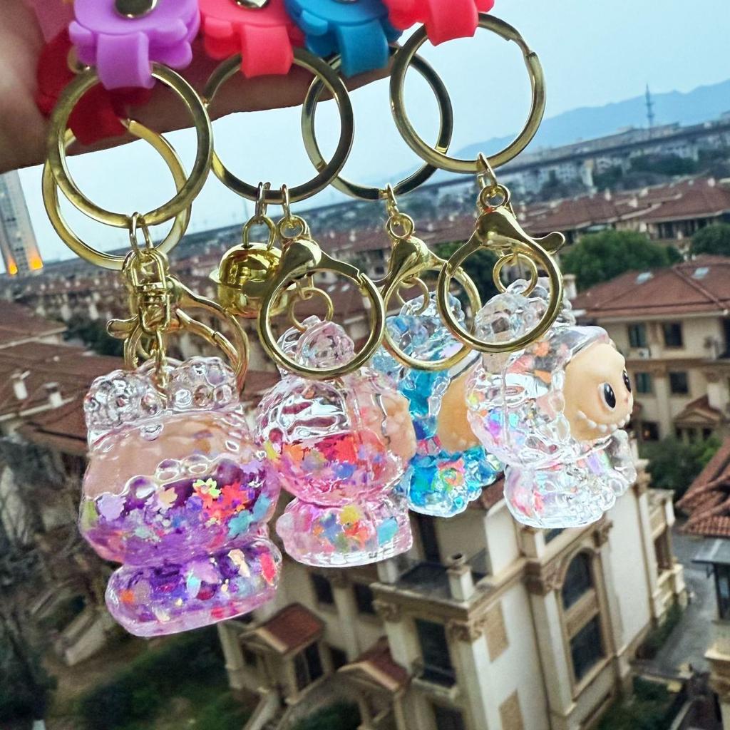 High Looks Labrador Keychain Bag Oil Hanging Decoration Figurine Backpack Quicksand Cartoon Pendant Gift Keychain