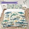 All Over Sharks Pattern Bedding uilt Set uilt Cover Pillowcase Home Decoration Birthday Gift (1 * duvet cover + 2 * pillowcase without core)