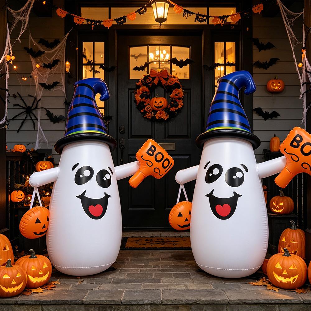 Halloween Inflatable Ghost Wobble Decor, Kids Interactive Toy, Mall Display Prop, Outdoor Yard Bouncer, LED Light Up