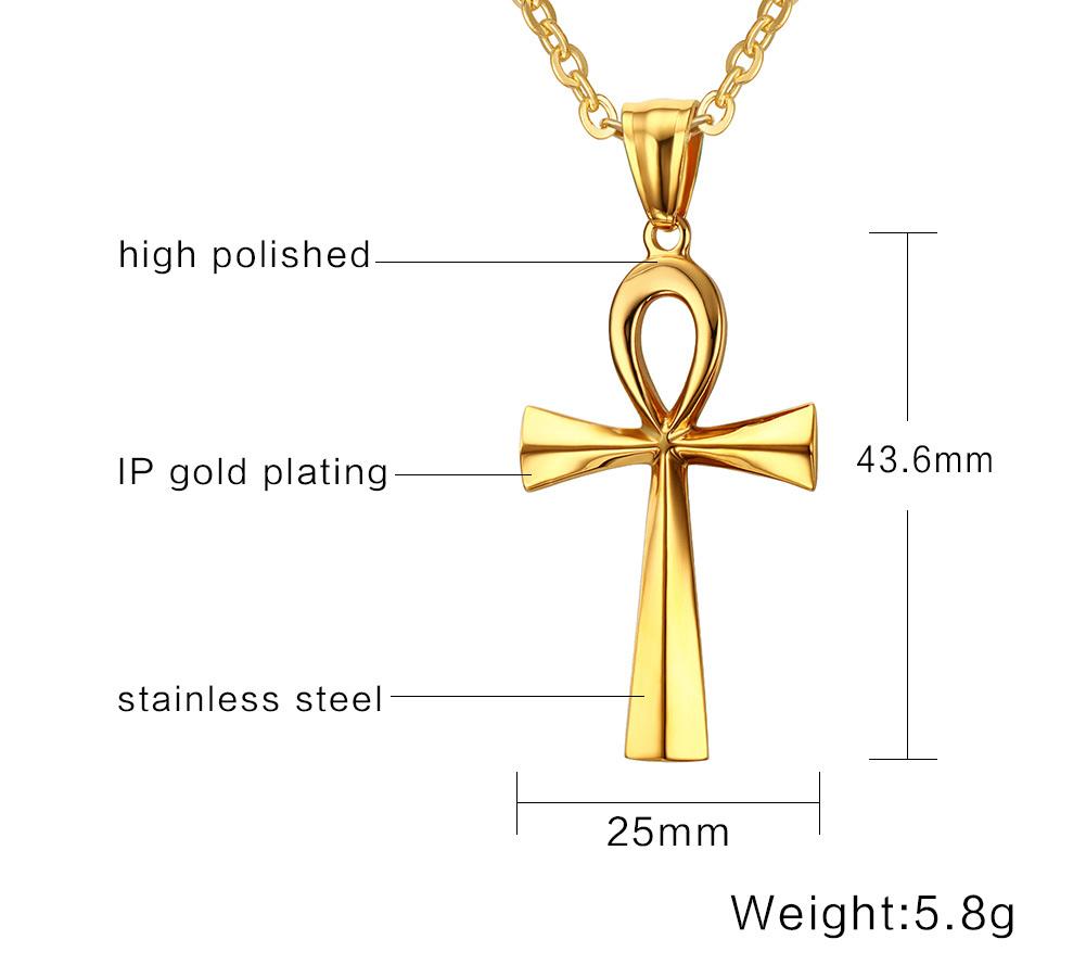 Vnox Religion Egyptian Ankh Crucifix Cross Pendant Necklaces Stainless Steel Symbol of Life Cross Pendants Prayer Gifts Jewelry
