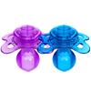 LittleForBig Adult Pacifiers, New 3rd Generation [Clear Candy Color] with Lids, Set of 2, Blue and Purple