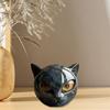 Yousheng 1/2Pcs Black Cat Stone Sculpture Hand-Carved Cat Head Statue Figurine Home Office Desktop Decoration Ornament Cat Lovers Gift