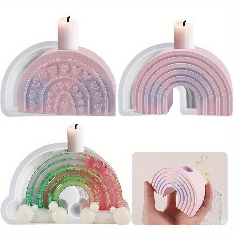 Acuan Silikon Pemegang Lilin, Acuan Pelangi Gerbang Resin Titis, Acuan Gipsum DIY, 1pc LS