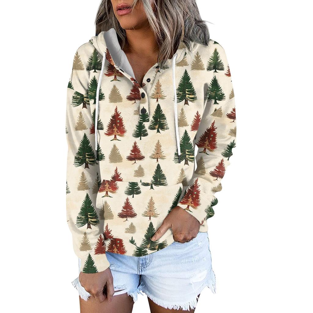 Женские повседневные модные принты с длинным рукавом на пуговицах пуловеры с капюшоном толстовки