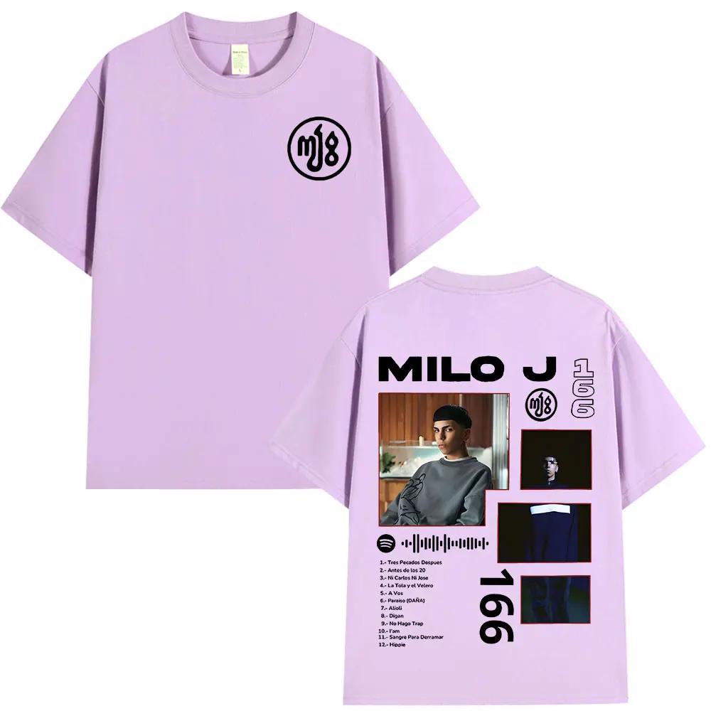 Футболка с графическим принтом альбома рэпера Milo J 166 Мужская Женская Модная Хип-хоп Футболка Хлопковая Оверсайз С коротким рукавом Топы Уличная одежда