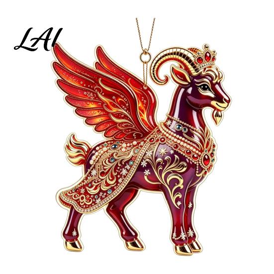 Durable Acrylic Ornament Goat Christmas Tree Pendant Hanging Ornament Not Easy to Fade Decorative Charms for Holiday And Car Decoration