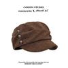 Retro pleated button equestrian hat women's autumn new Korean version versatile face small octagonal hat casual beret