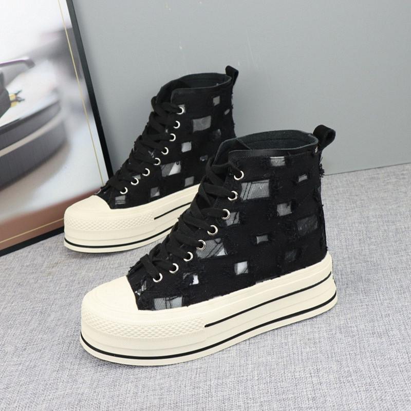 Модные женские кроссовки на каблуке 10 см, на толстой подошве, летние новинки, дышащая сетка, высокий верх, дизайн с отверстиями, легкие, удобные