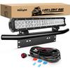Nilight 20Inch 126W LED Light Bar Spot Flood Combo Driving Off Road with Front License Plate Mounting Bracket Wiring Harness for Trucks Pickup Car