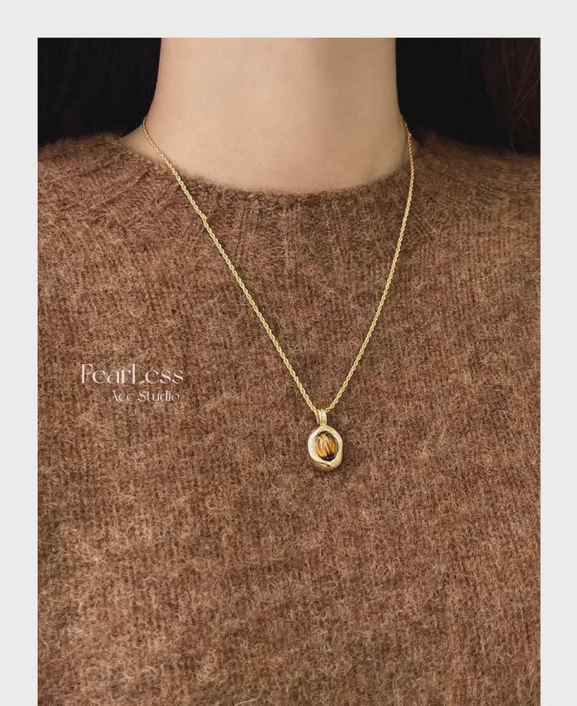 Высококачественное ретро-ожерелье с тигровым глазом для женщин – легкая роскошная цепочка для свитера Майяр, универсальный аксессуар для ключицы на осень/зиму.