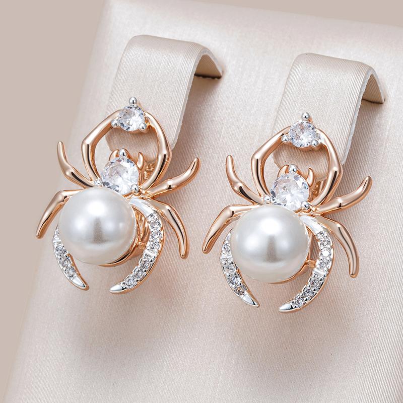 Punk Spider Pearl English Earrings For Women Fashion  Rose Gold  Color Mix Party Accessories Retro Jewelry